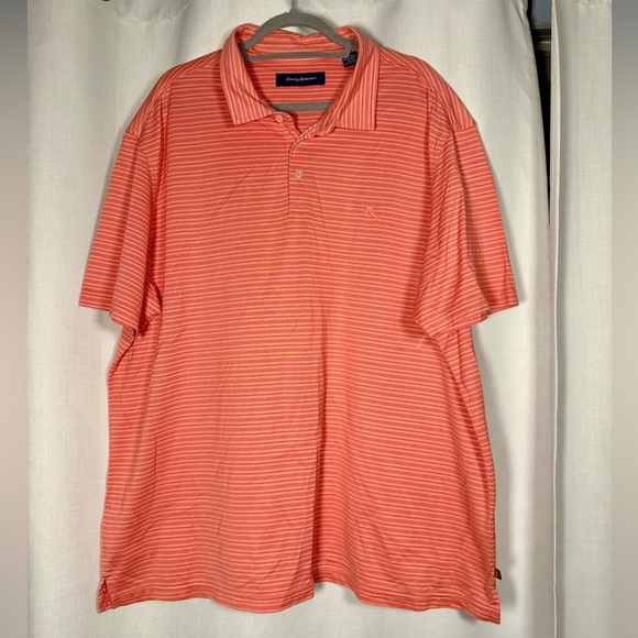 Tommy Bahama Coral Pink Striped Golf Polo Shirt 3XL - Picture 10 of 10